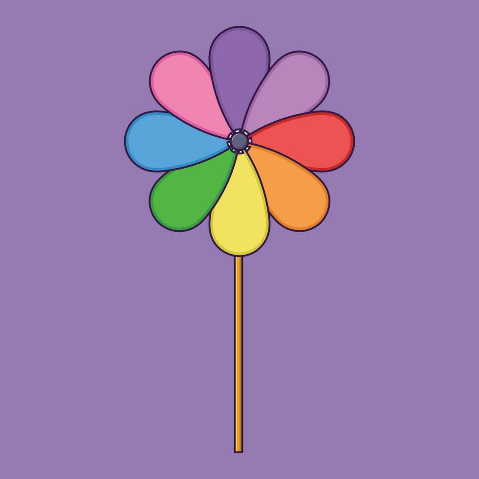 Pinwheel Vector Icon Illustration with Outline for Design Element, Clip Art, Web, Landing page, Sticker, Banner. Flat Cartoon Style