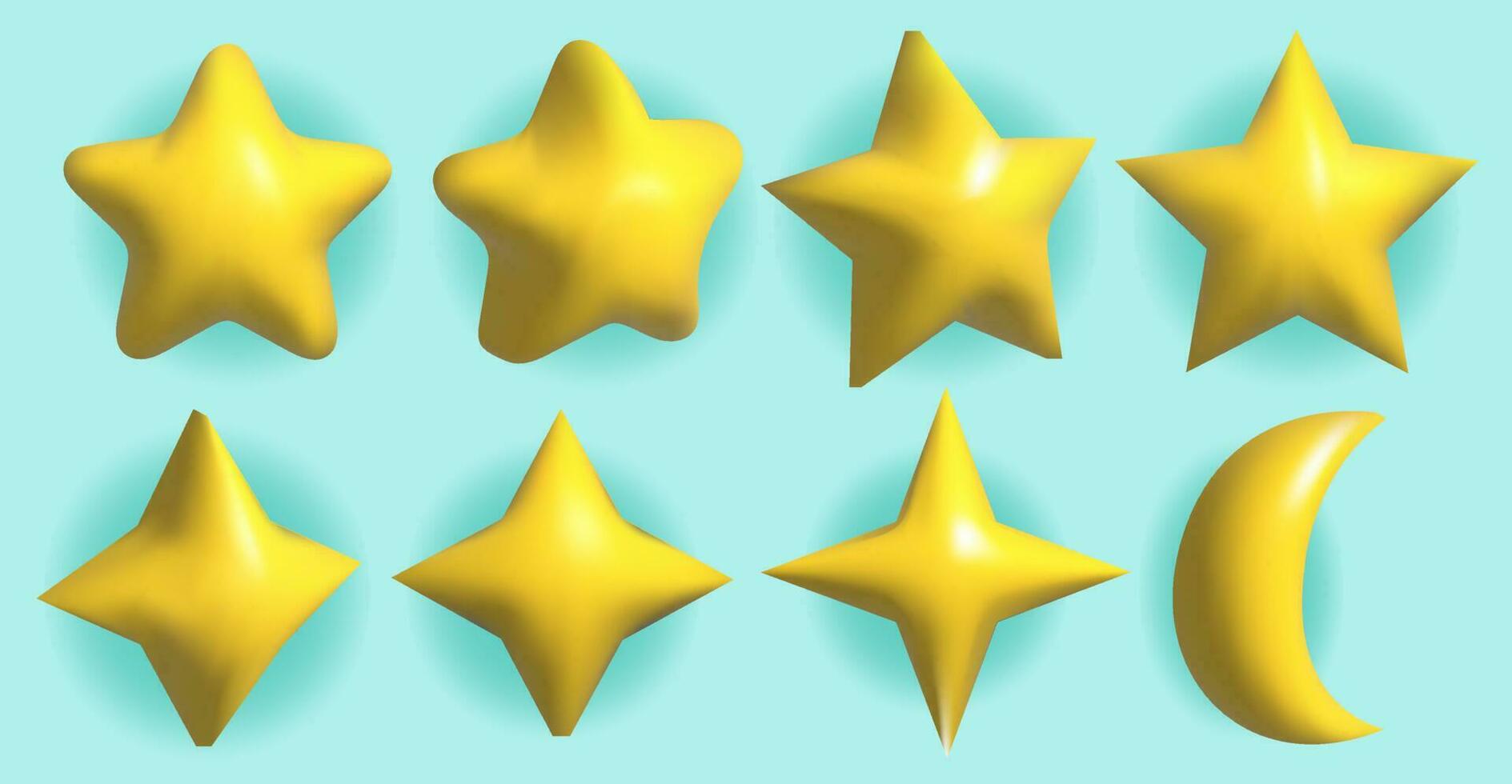 estrella icono en 3d estilo aislado en blanco antecedentes. vector ilustración el plastico volumétrico amarillo estrella