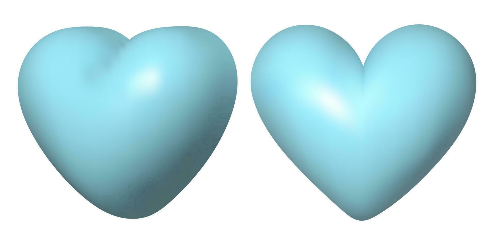 3d realista azul corazón conjunto en aislado antecedentes. me gusta y corazón icono. vector