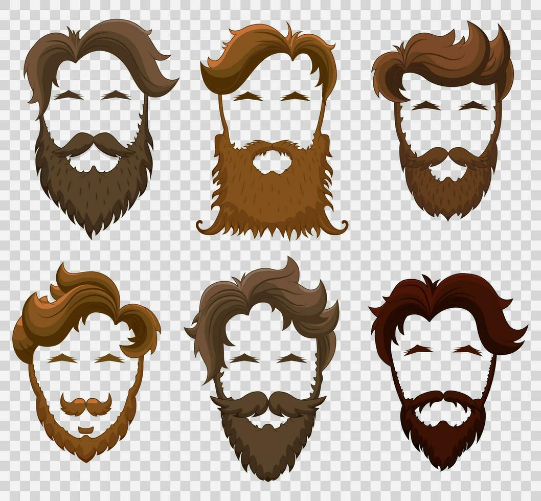 conjunto de de los hombres peinados, barbas y bigotes vector ilustración.