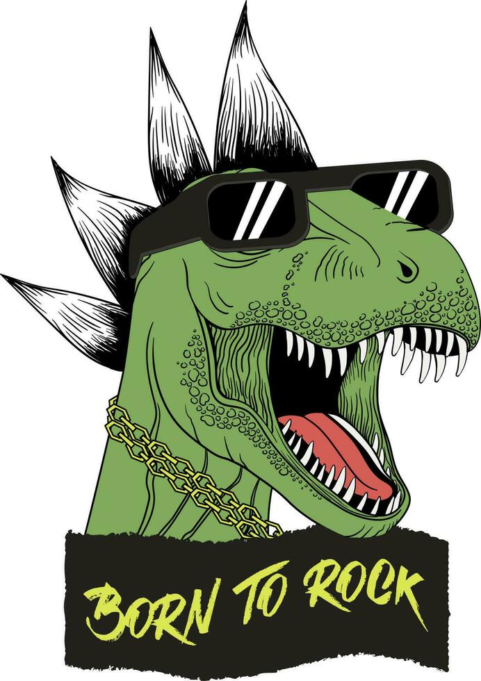 Dinosaur Rex with sunglasses and punk hairs vector illustrations , For tshirt prints and other uses.