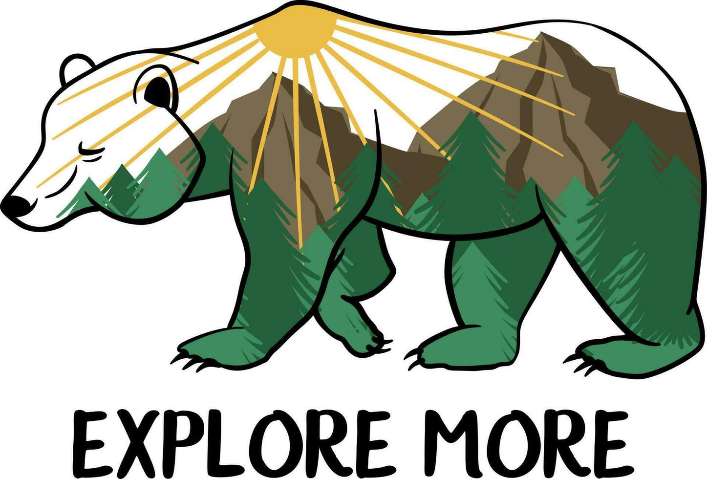 Vector outdoor badge. Bear explore more. Perfect for t-shirt prints, posters and other uses.