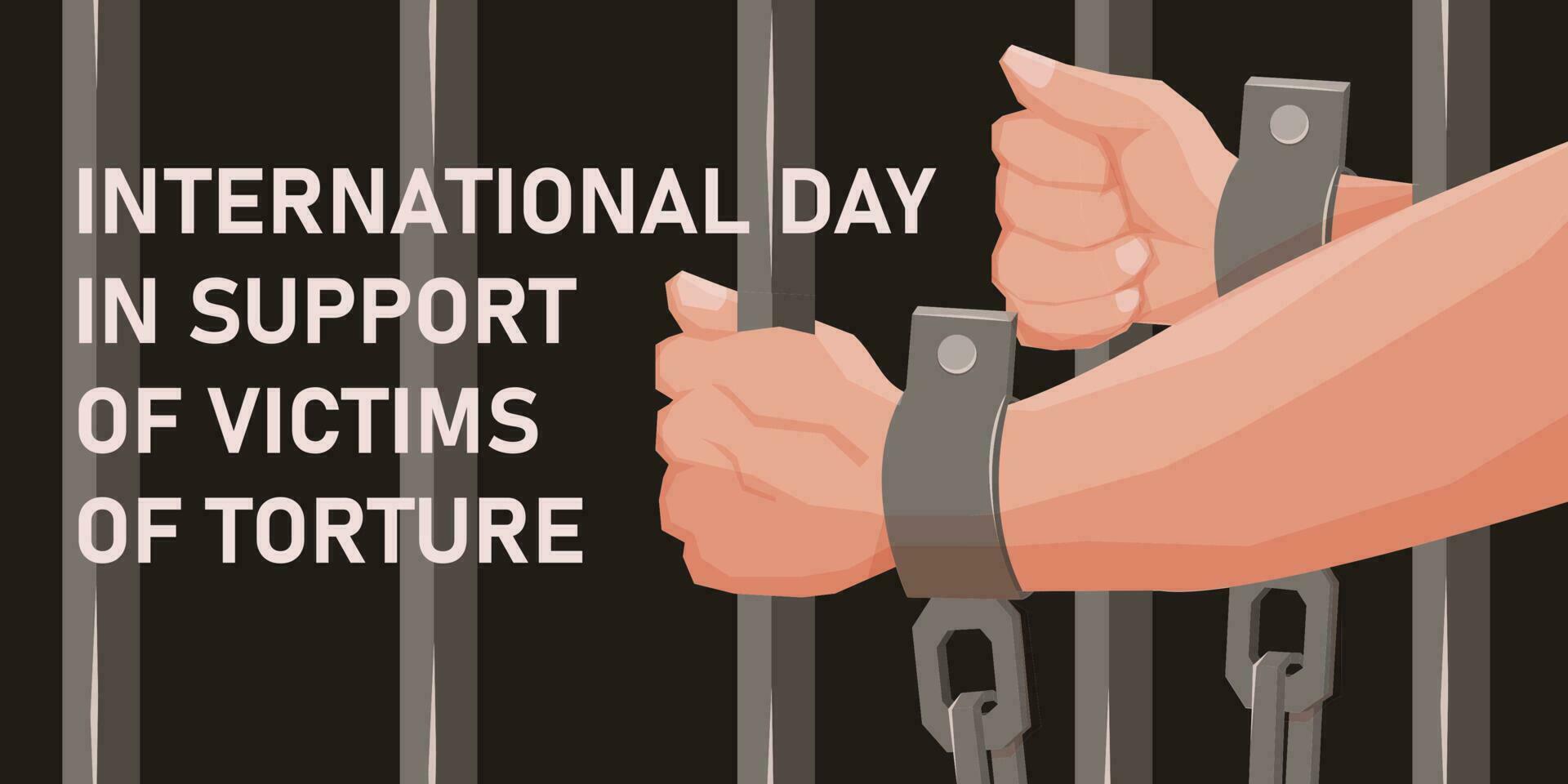 International Day in Support of Victims of Torture vector. Hands in shackles vector. Handcuffed hands vector. Abused people. International Day in Support of Victims of Torture Poster vector