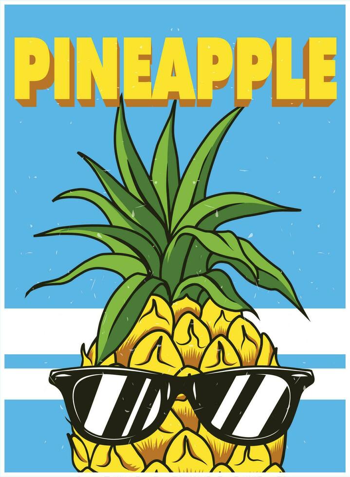 pineapple poster design for print vector