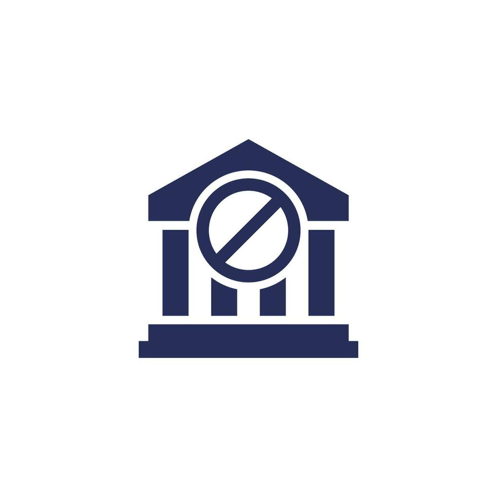 banco sanciones icono en blanco vector