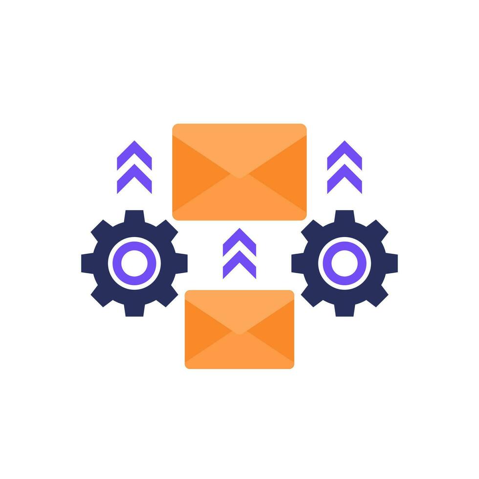 email automation icon, flat vector