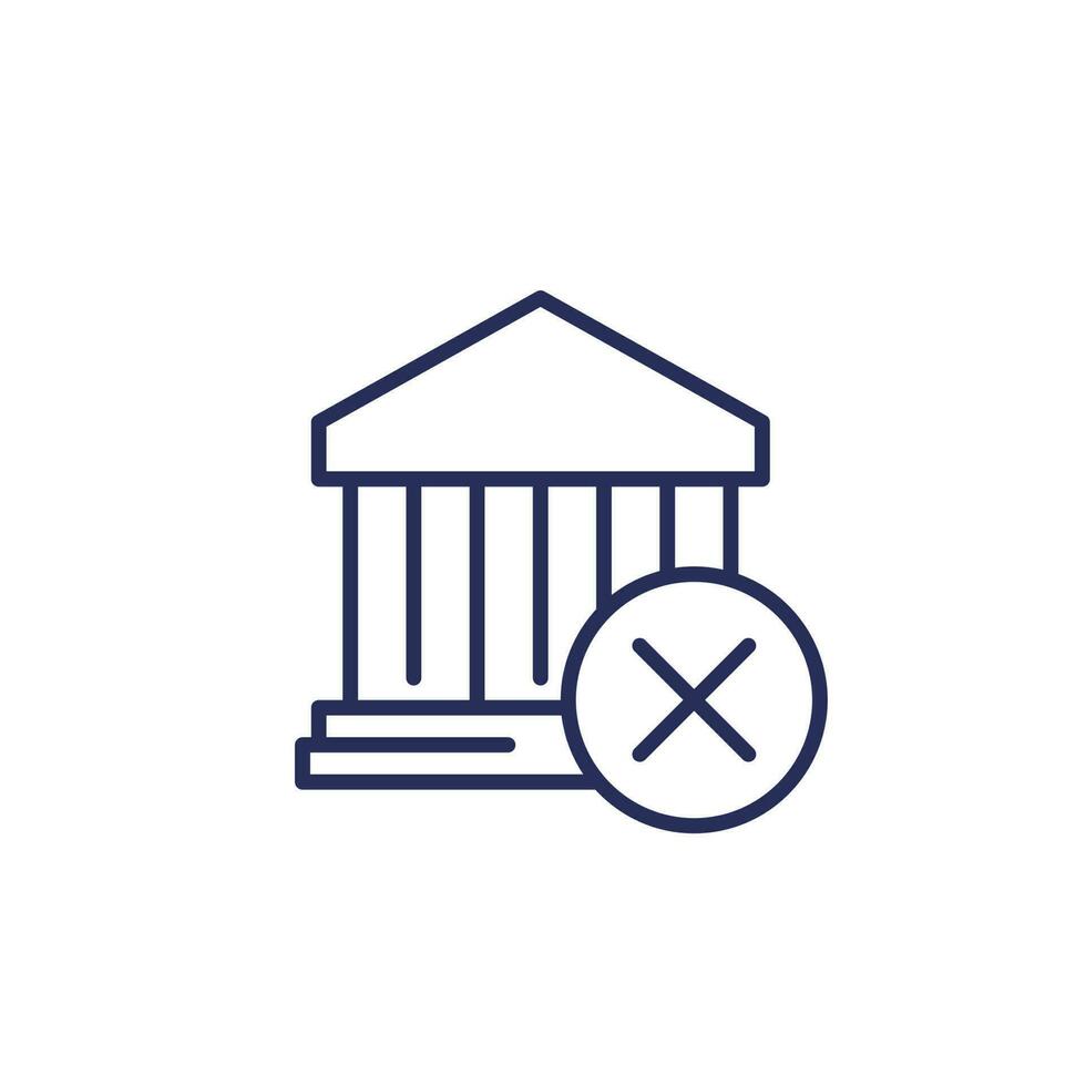 banco sanciones línea icono en blanco vector