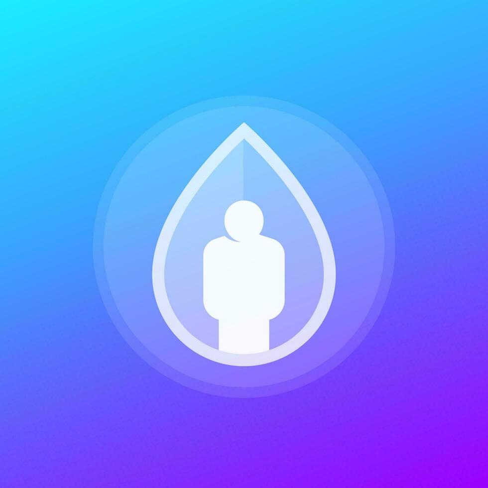 water balance in body vector icon with water drop