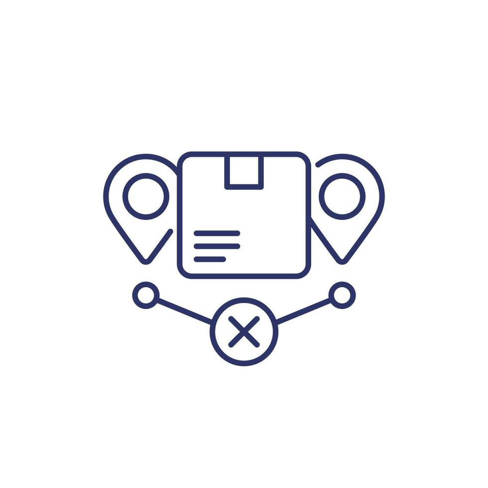 order delivery problem line icon with parcel, box vector