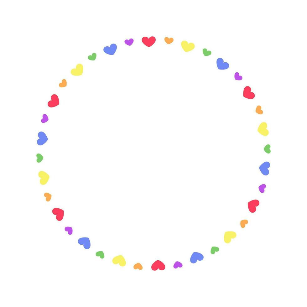 Round rainbow frame. Border template with copy space. Pride month flag concept. Vector flat illustration.