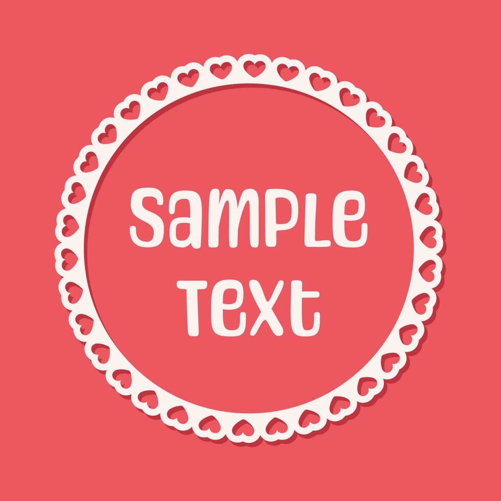 Round scalloped frame with hearts pattern text frame, Pastel Cute Valentines Frame Border vector