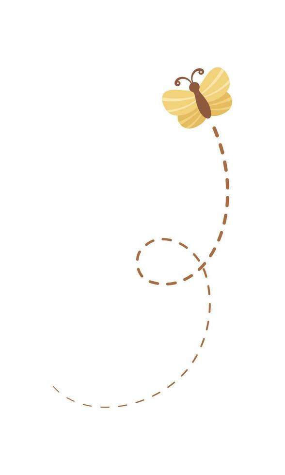 Flying Butterfly trail with dashed line route. Nature Spring Summer Design Element vector