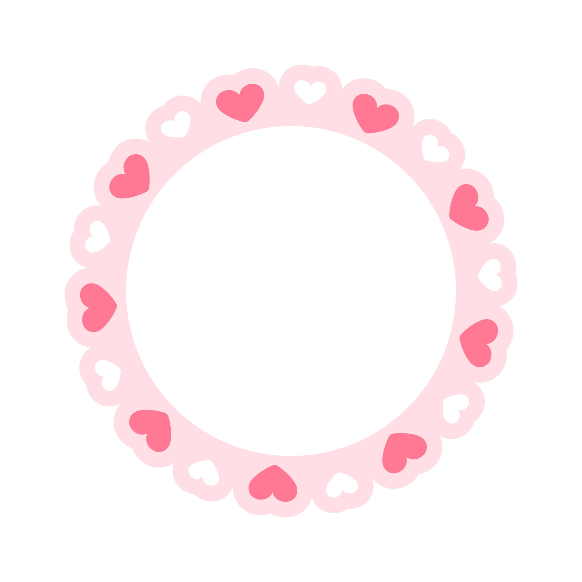 Circle scalloped frame with hearts, Pastel Cute Valentines Frame Border  23888729 Vector Art at Vecteezy