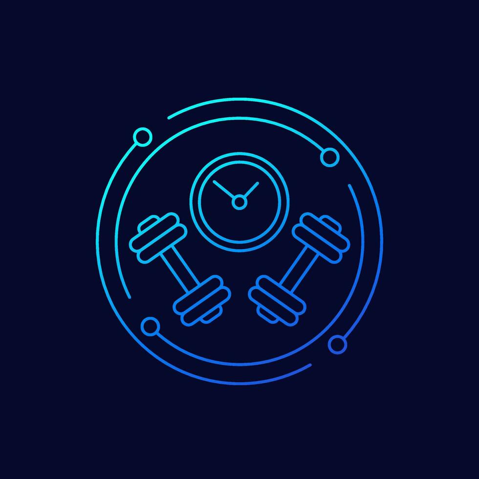 training or workout time icon, linear design vector