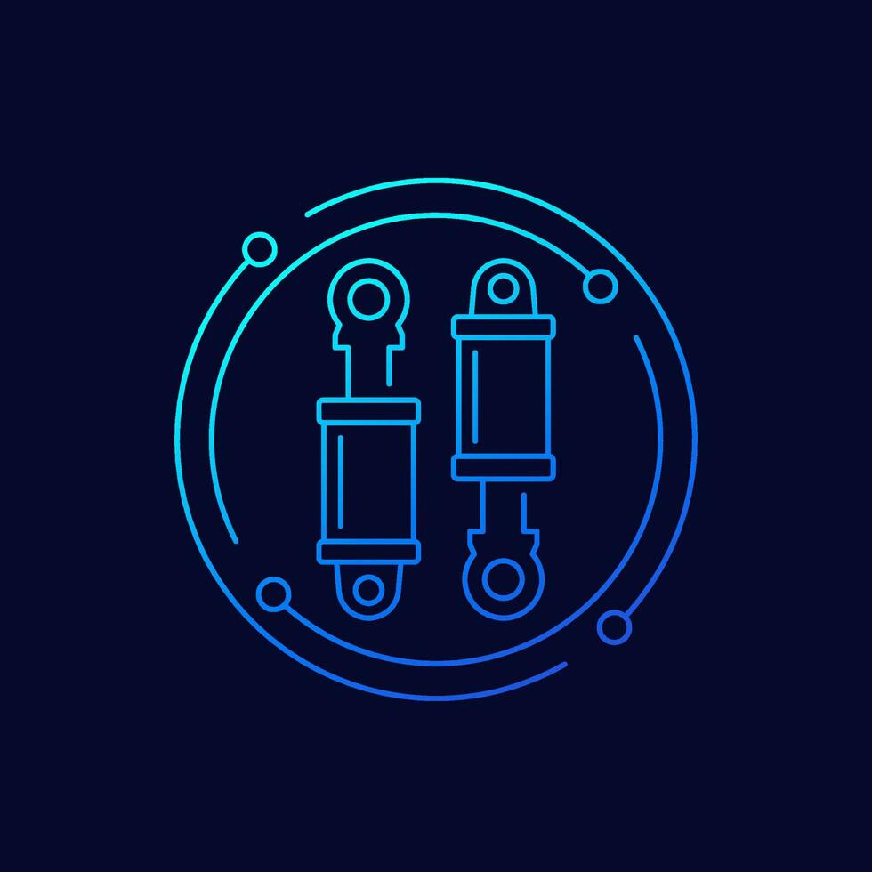 Hydraulic cylinders icon, linear design vector