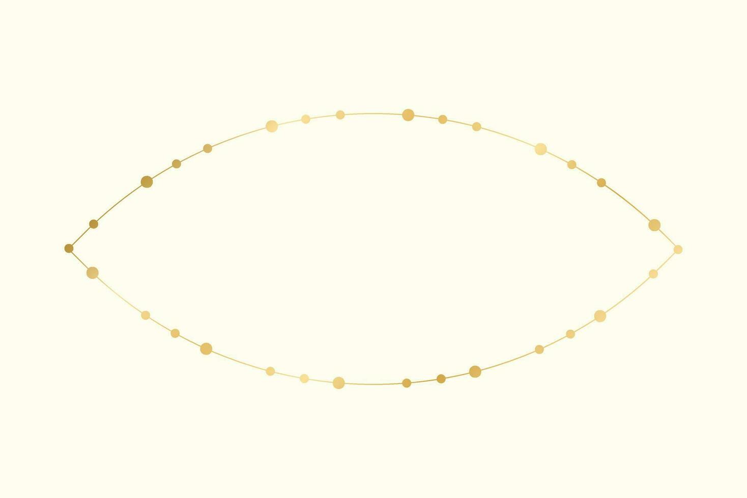 Abstract geometric golden dots circle pattern frame. Gold Christmas Fairy Lights Frame Border. vector