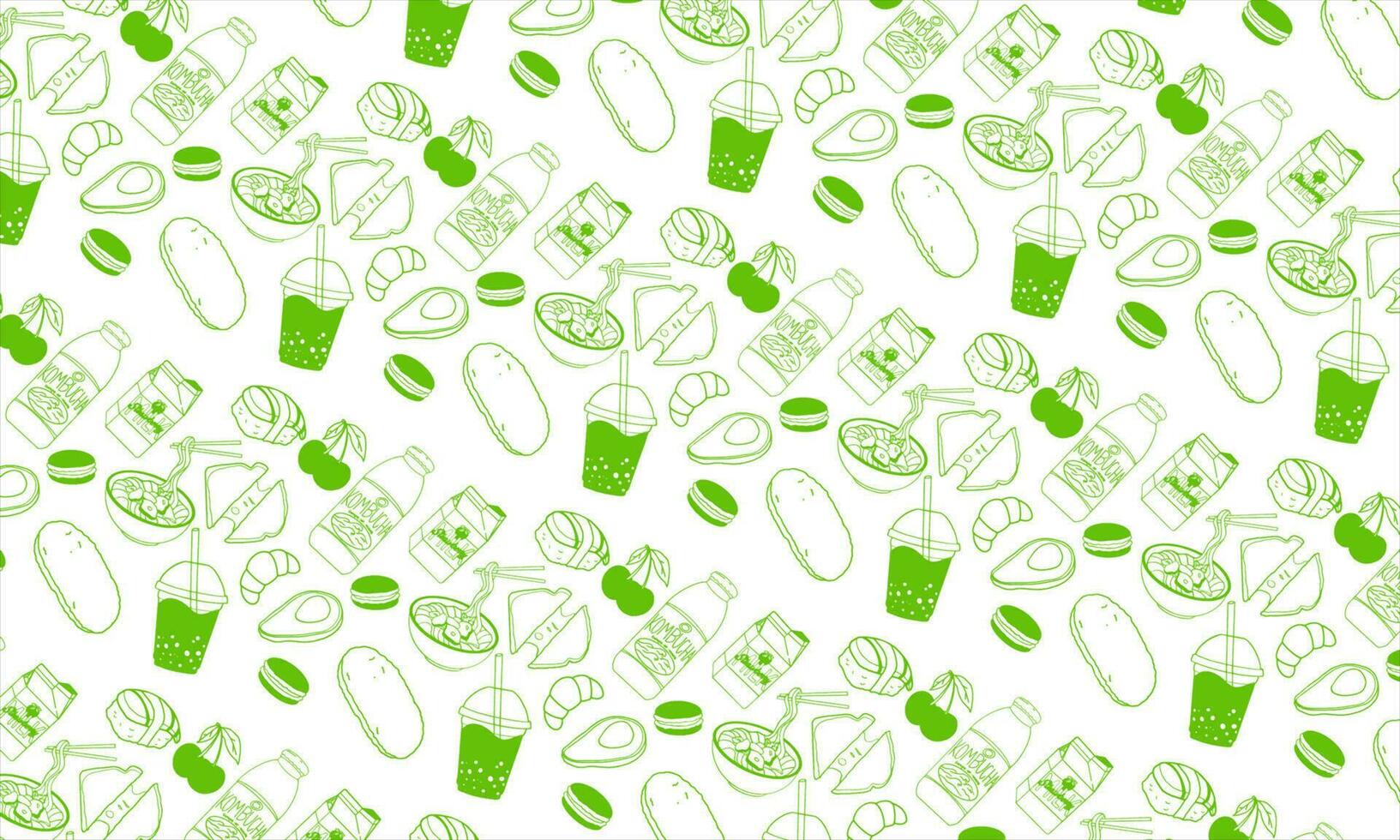 Seamless pattern with hand drawn fast food. Vector illustration.