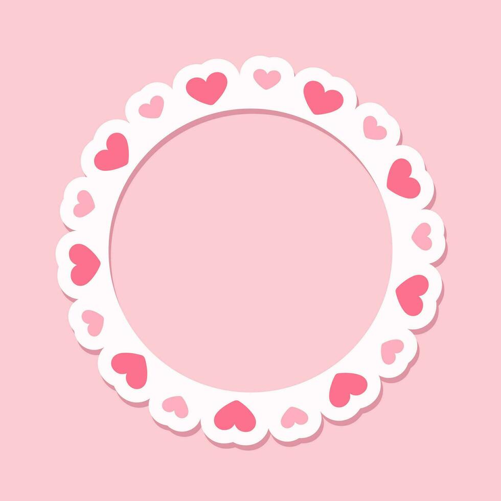 circulo guisado al gratén marco con corazones, pastel linda san valentin marco frontera vector