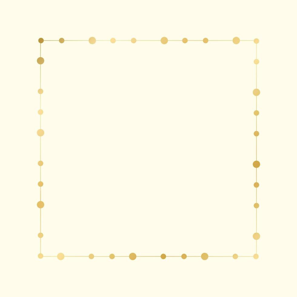 Gold Square Christmas Fairy Lights Frame Border. Abstract golden dots circle pattern frame. vector