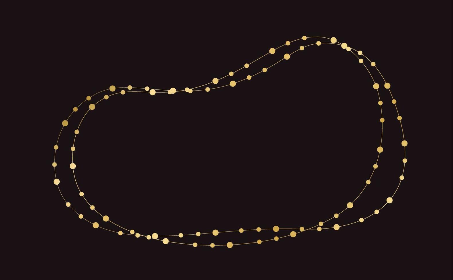Gold Christmas Fairy Lights Frame Border Template. Abstract golden dots circle frame. vector