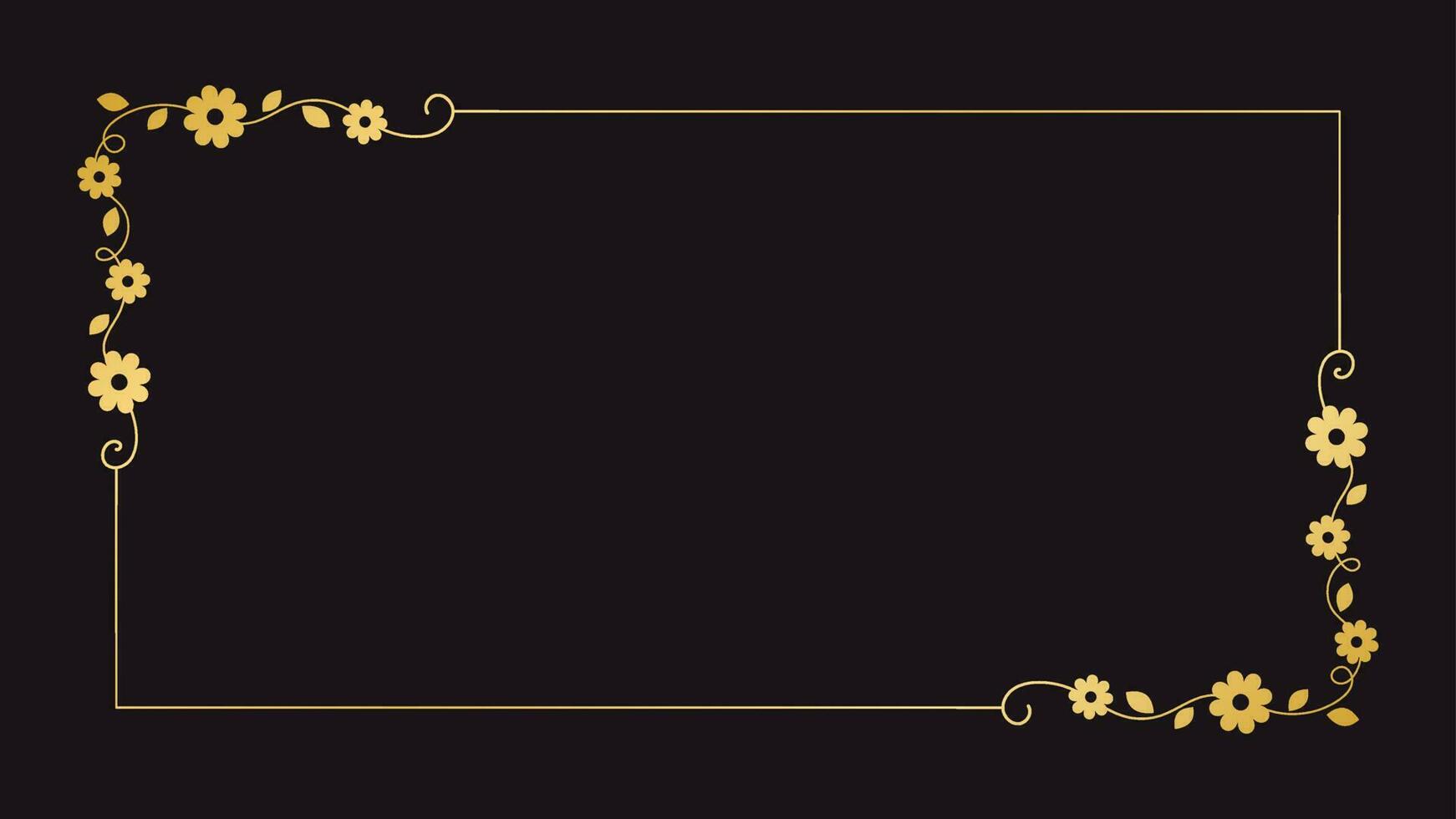 oro floral rectángulo marco. sencillo línea borde, hojas y flores, Boda invitación y tarjetas, logo diseño y carteles modelo. elegante mínimo estilo floral vector aislado