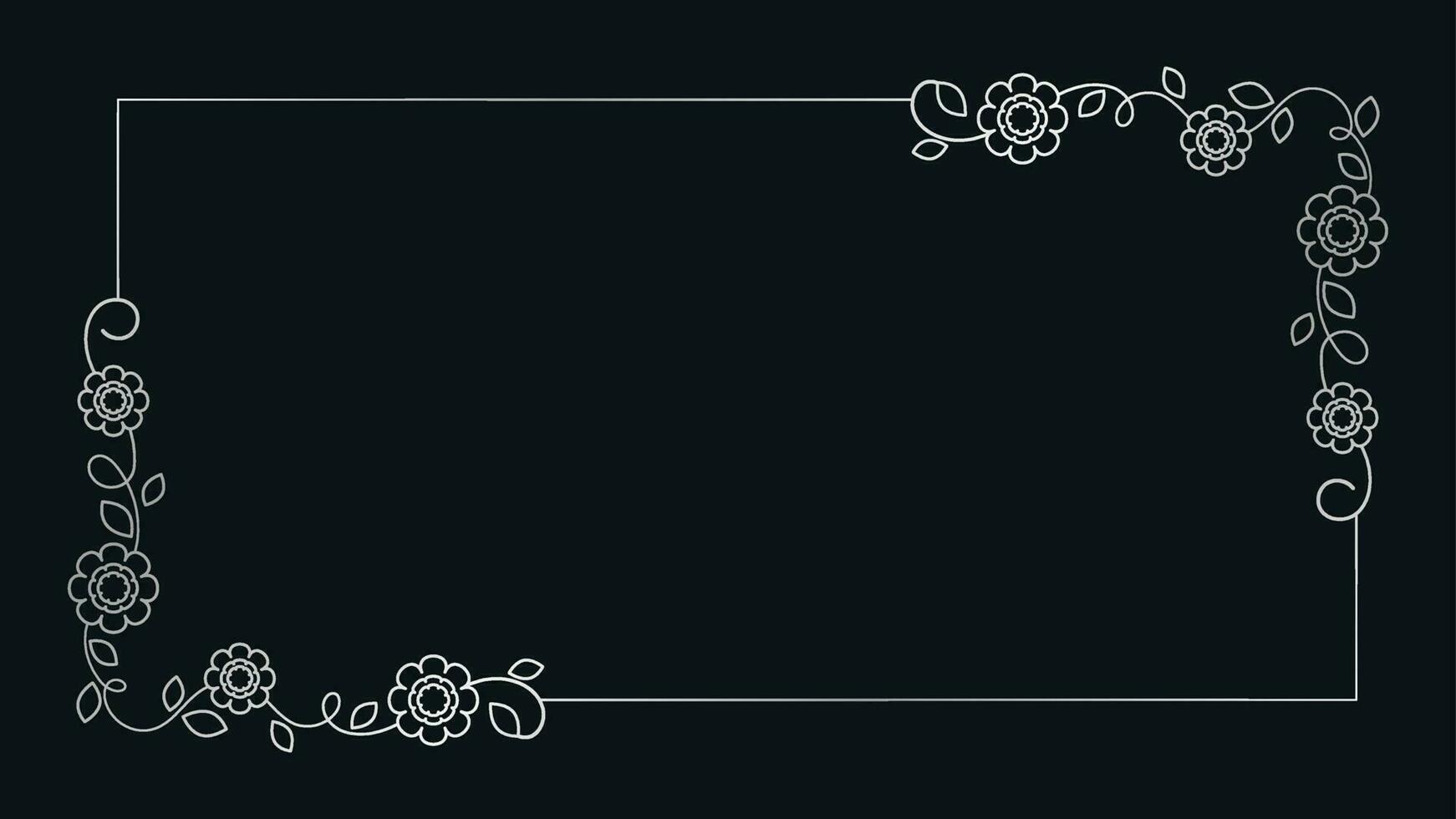 plata floral rectángulo marco. sencillo línea borde, hojas y flores, Boda invitación y tarjetas, logo diseño y carteles modelo. elegante mínimo estilo floral vector aislado