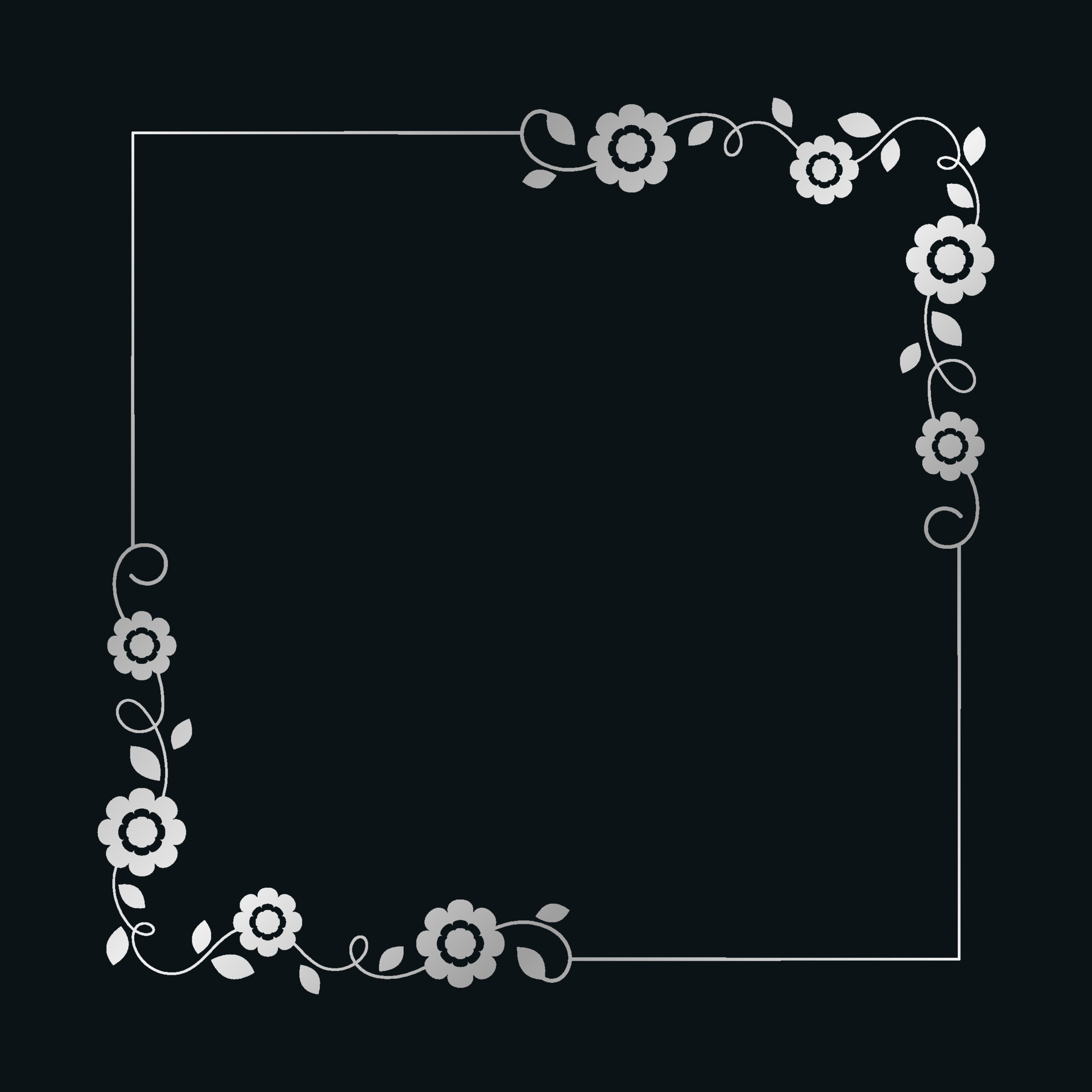 silver-floral-square-frame-elegant-line-border-leaves-and-flowers