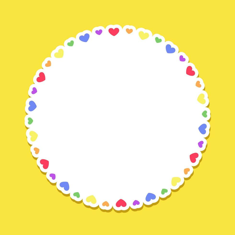 Round rainbow frame. Border template with copy space. Pride month flag concept. Vector flat illustration.