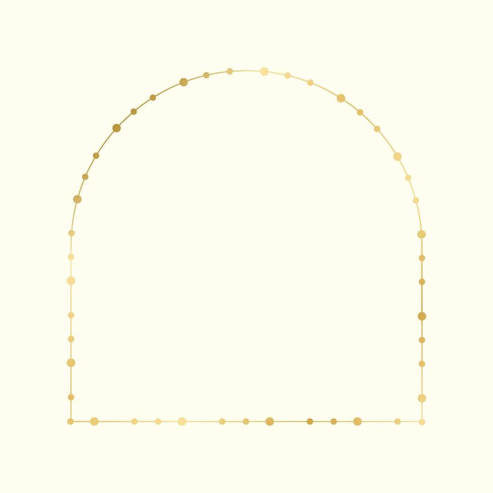 resumen geométrico arco marco con dorado puntos modelo. oro Navidad hada luces marco borde. vector