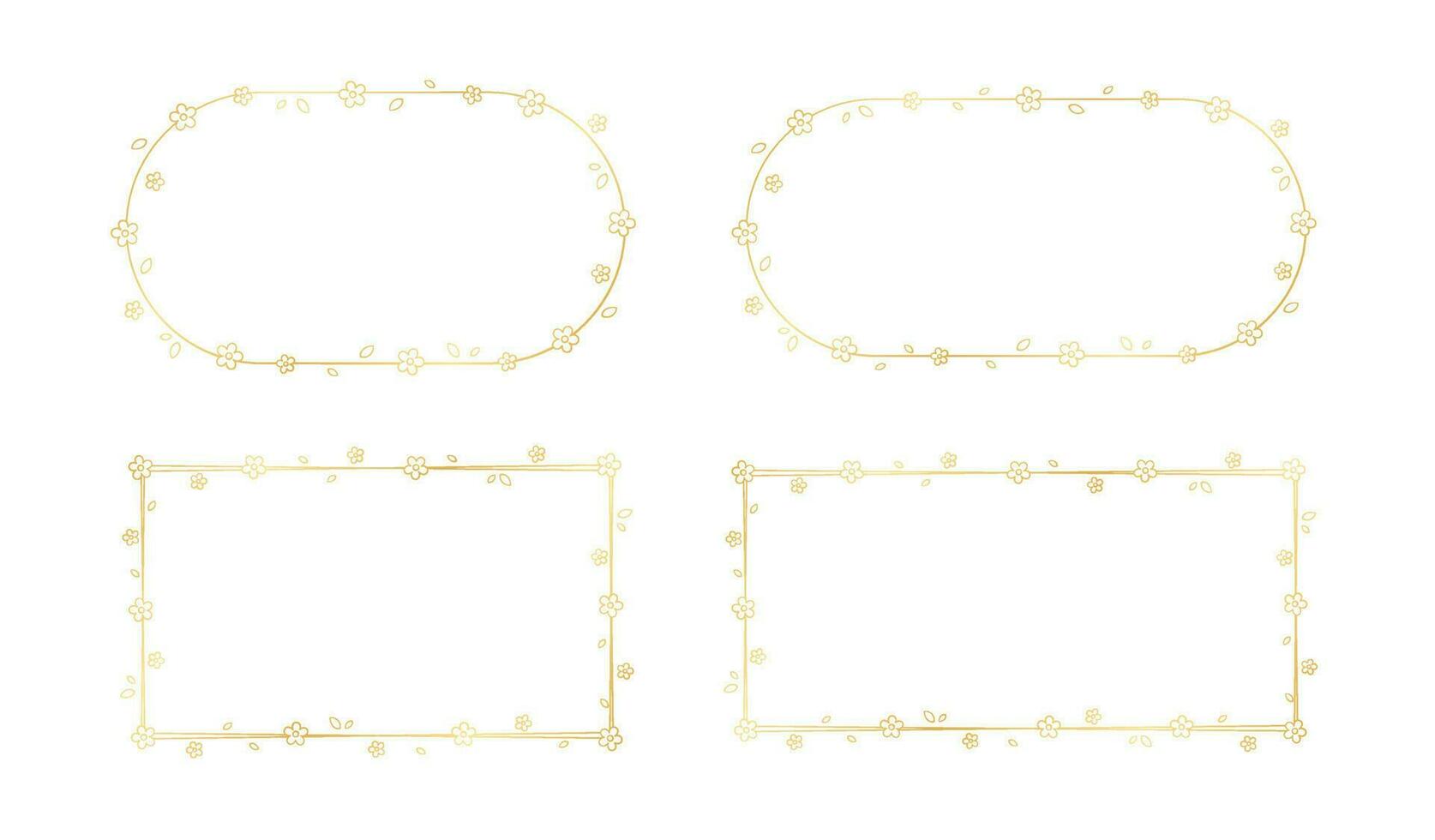 oro floral marco contorno garabatear colocar. dorado naturaleza frontera plantilla, florecer diseño elemento para boda, saludo tarjeta. vector