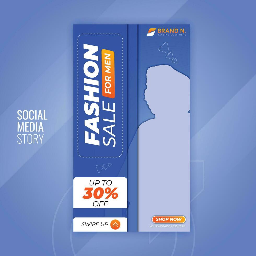 Men's fashion sale social media story with blue gradient color background vector