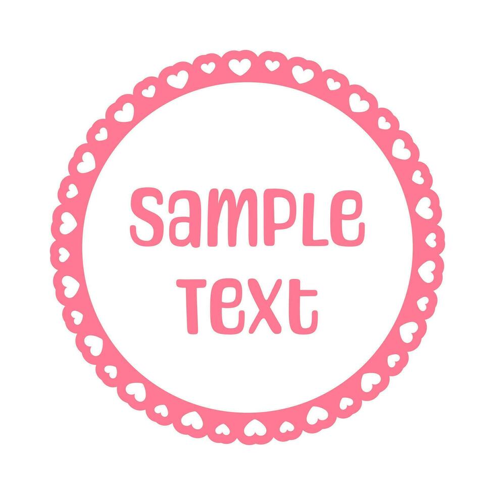 Round scalloped frame with hearts pattern text frame, Pastel Cute Valentines Frame Border vector