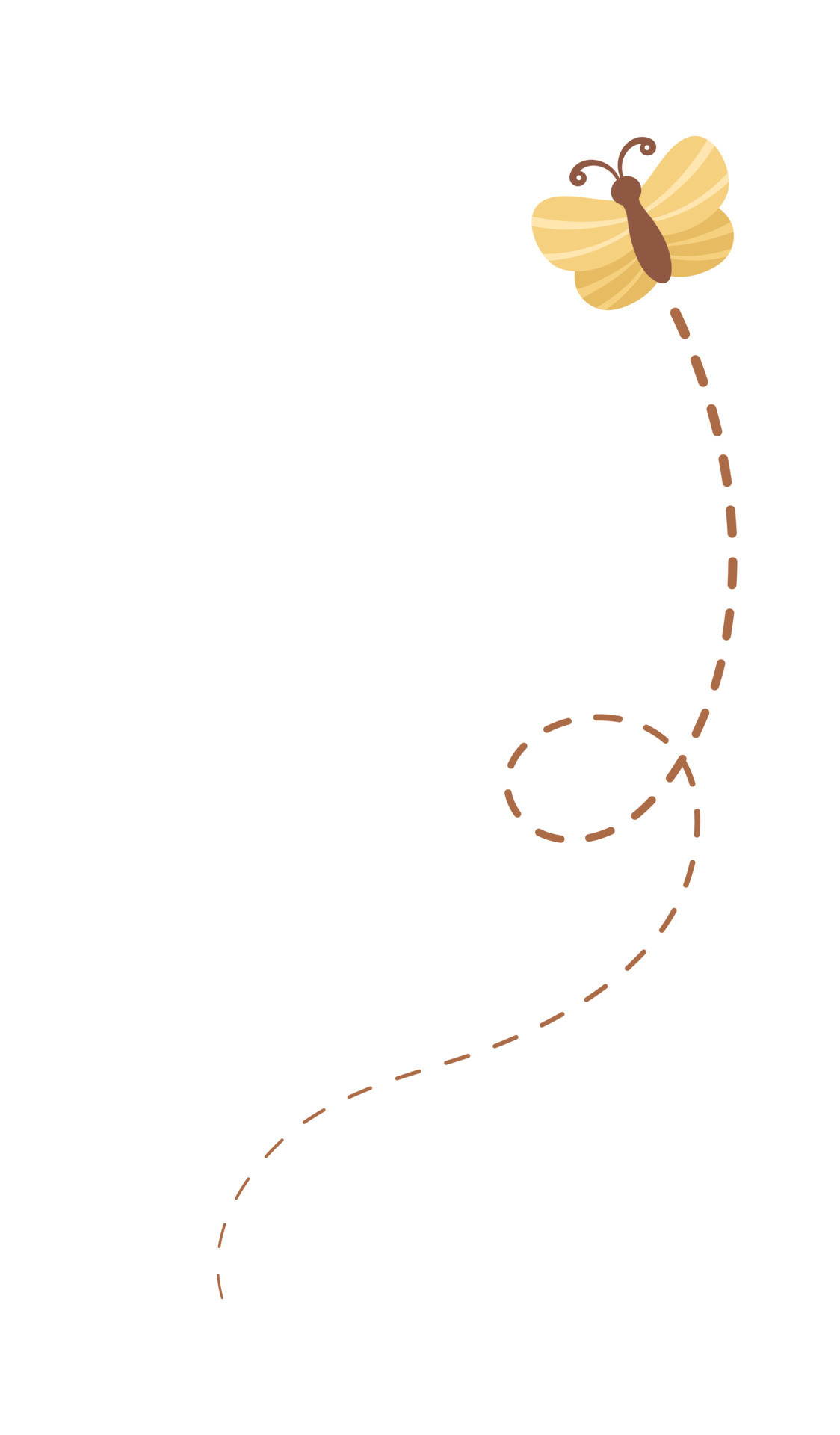 Flying Butterfly trail with dashed line route. Nature Spring Summer