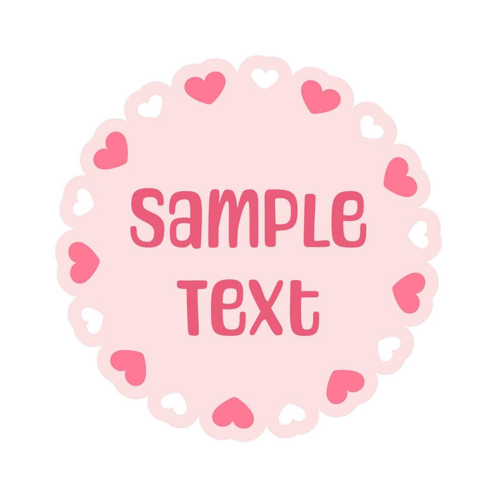 Circle scalloped frame with hearts, Pastel Cute Valentines Border vector