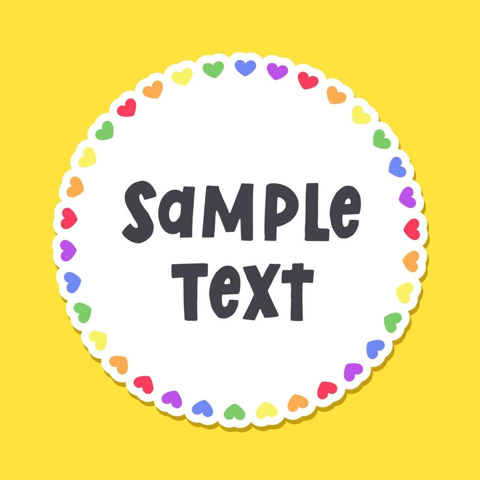 Round heart rainbow frame border. Valentines Day, Pride month flag concept. Vector flat illustration.
