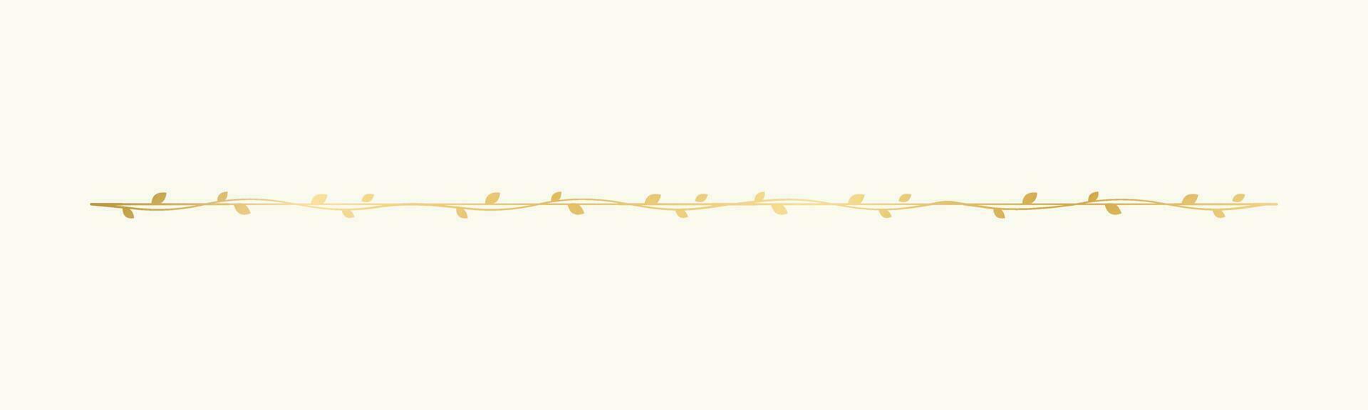 Gold vine separators border, text dividers. Floral botanical line borders elegant luxury design element. vector