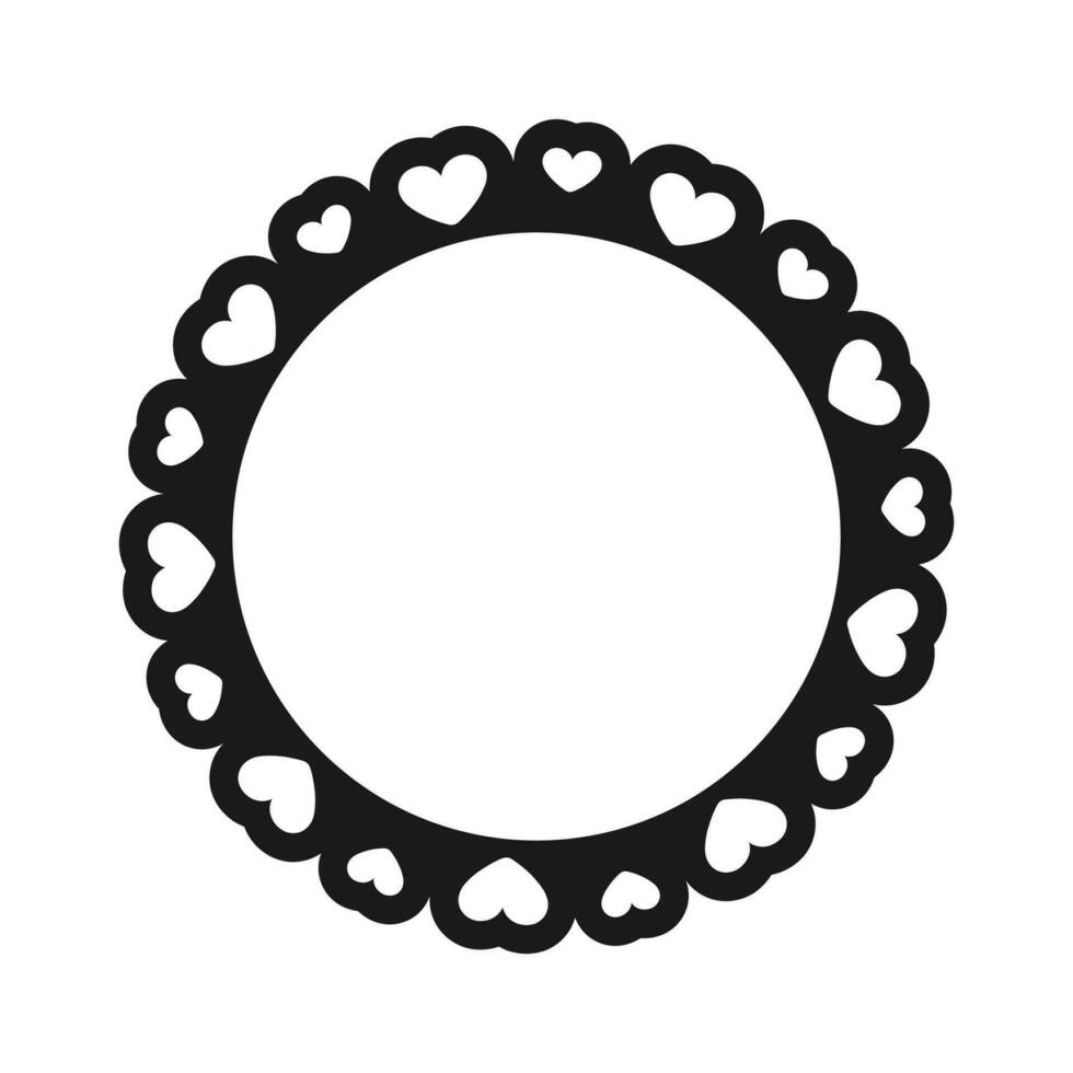 Round scalloped frame with hearts pattern, Pastel Cute Valentines Frame Border vector