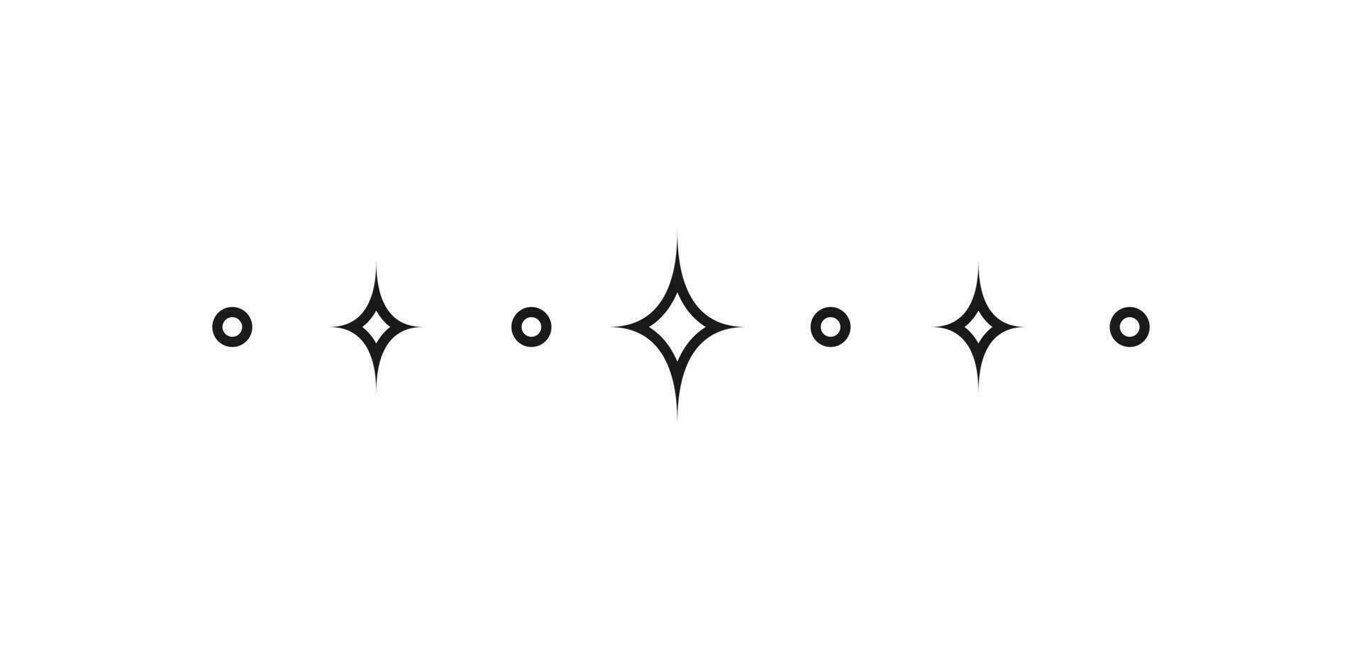 Celestial star sparkle pattern line text divider. Ornate boho mystic separator decorative element vector