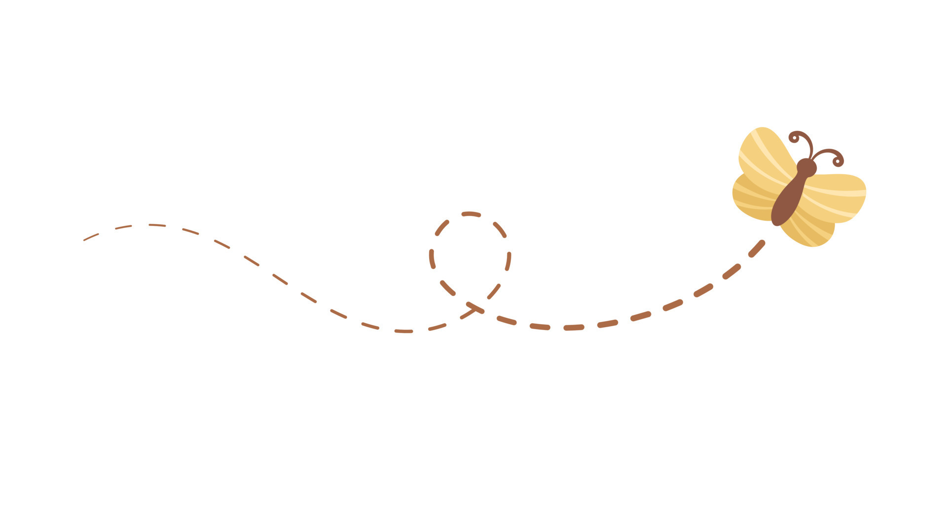 Flying Butterfly trail with dashed line route. Nature Spring Summer