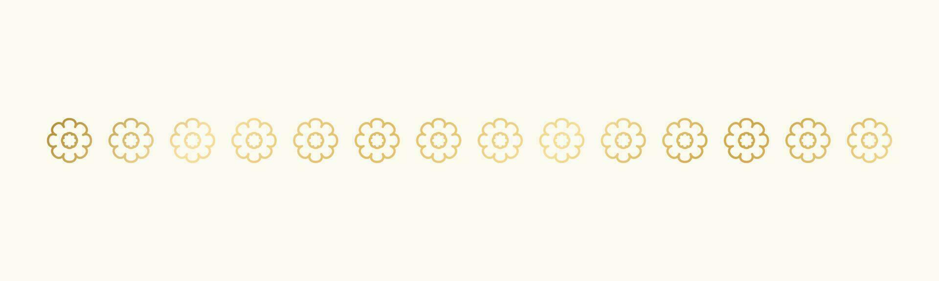 Gold floral separators border, text dividers. Line borders botanical luxury design element. vector