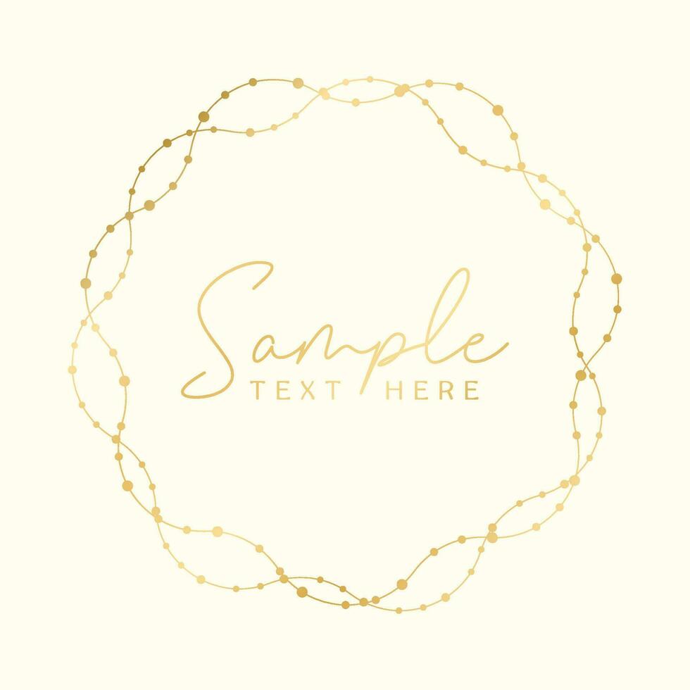 Gold Round Christmas Fairy Lights Frame Border. Abstract golden dots circle frame. vector