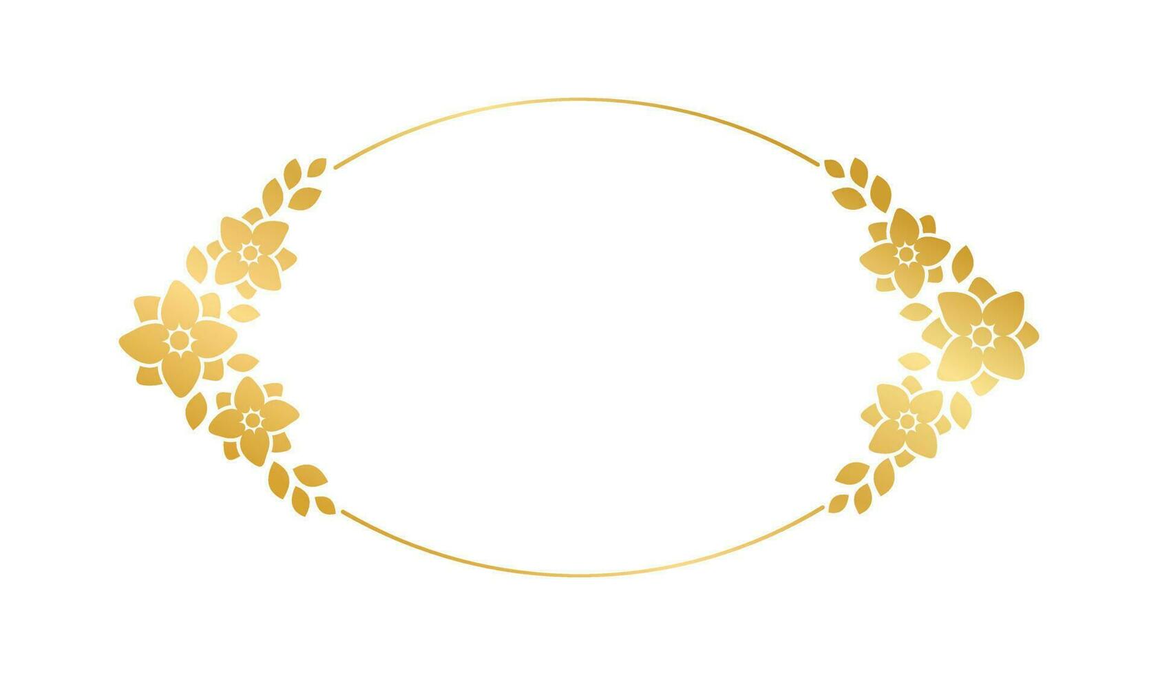 oro geométrico floral marco modelo. lujo dorado marco frontera para invitar, boda, certificado. vector Arte con flores y hojas.