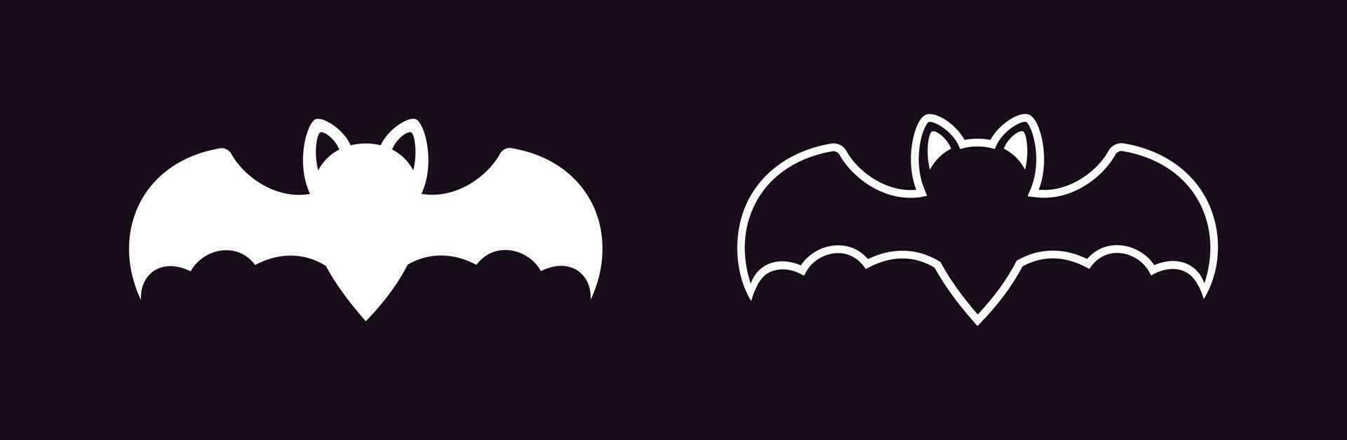Bat icon logo silhouette and outline set, Halloween vampire sign symbol simple vector illustration