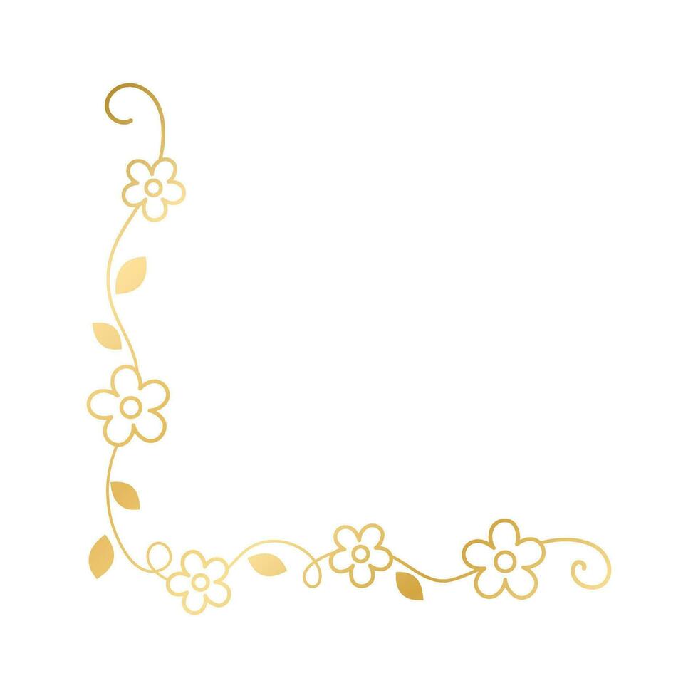 primavera oro floral esquina fronteras flor página decoración garabatear vector ilustración.