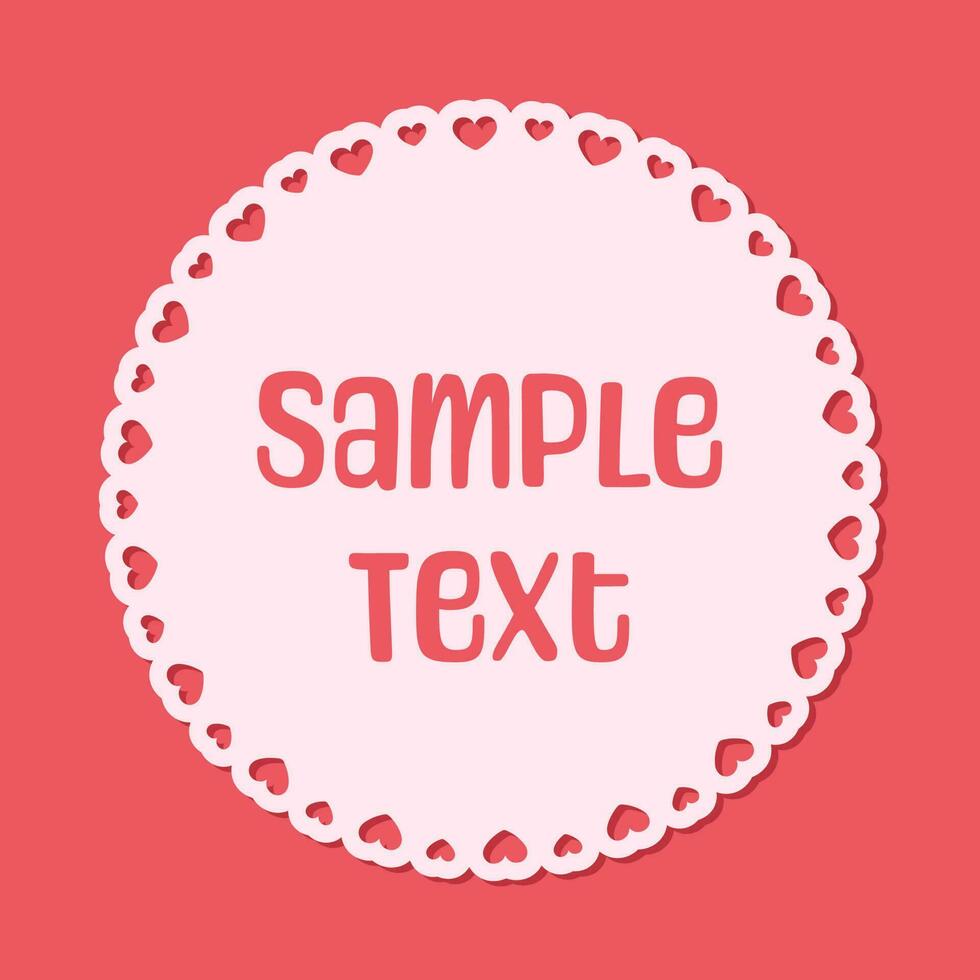 Round scalloped frame with hearts pattern text frame, Pastel Cute Valentines Frame Border vector