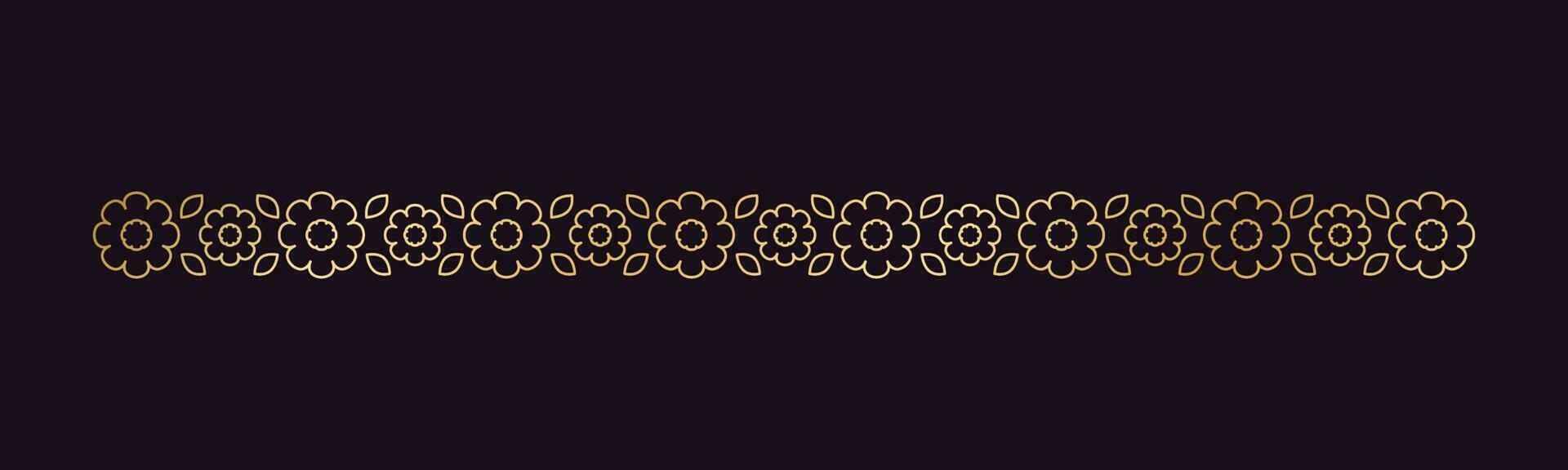 Gold floral separators border, text dividers. Line borders botanical luxury design element. vector