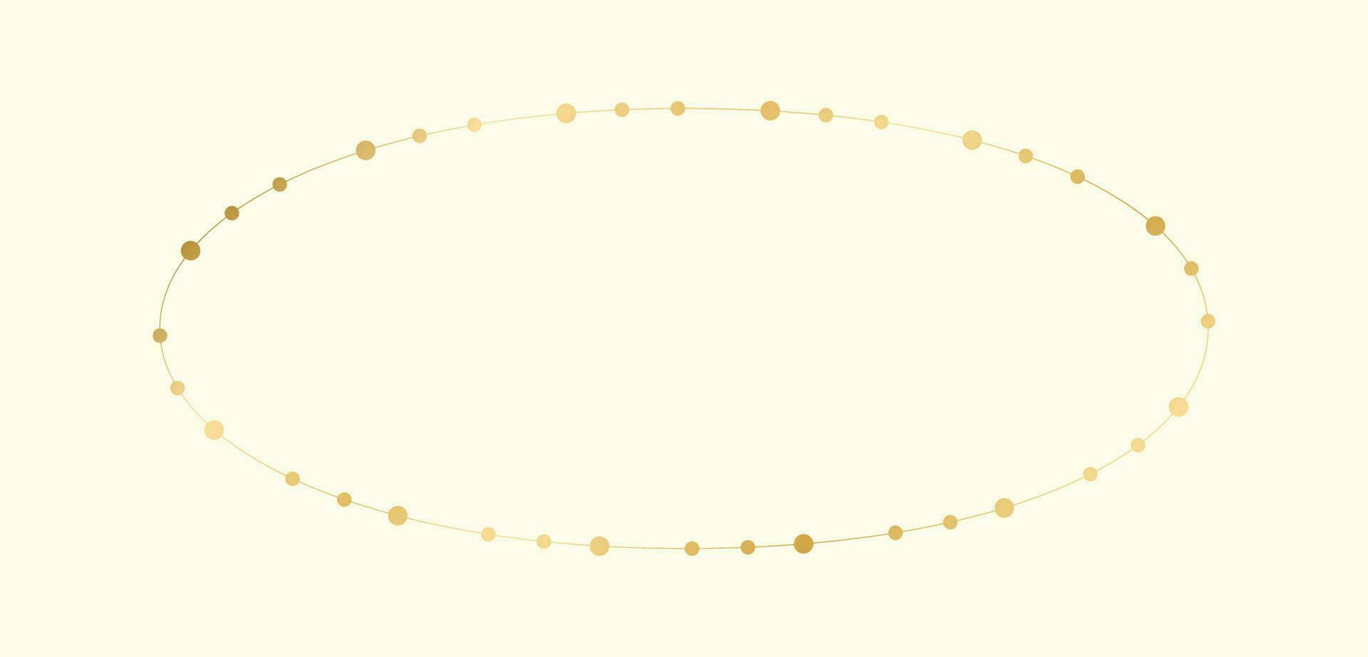 Gold Christmas Fairy Lights Frame Border Template. Abstract golden dots circle frame. vector