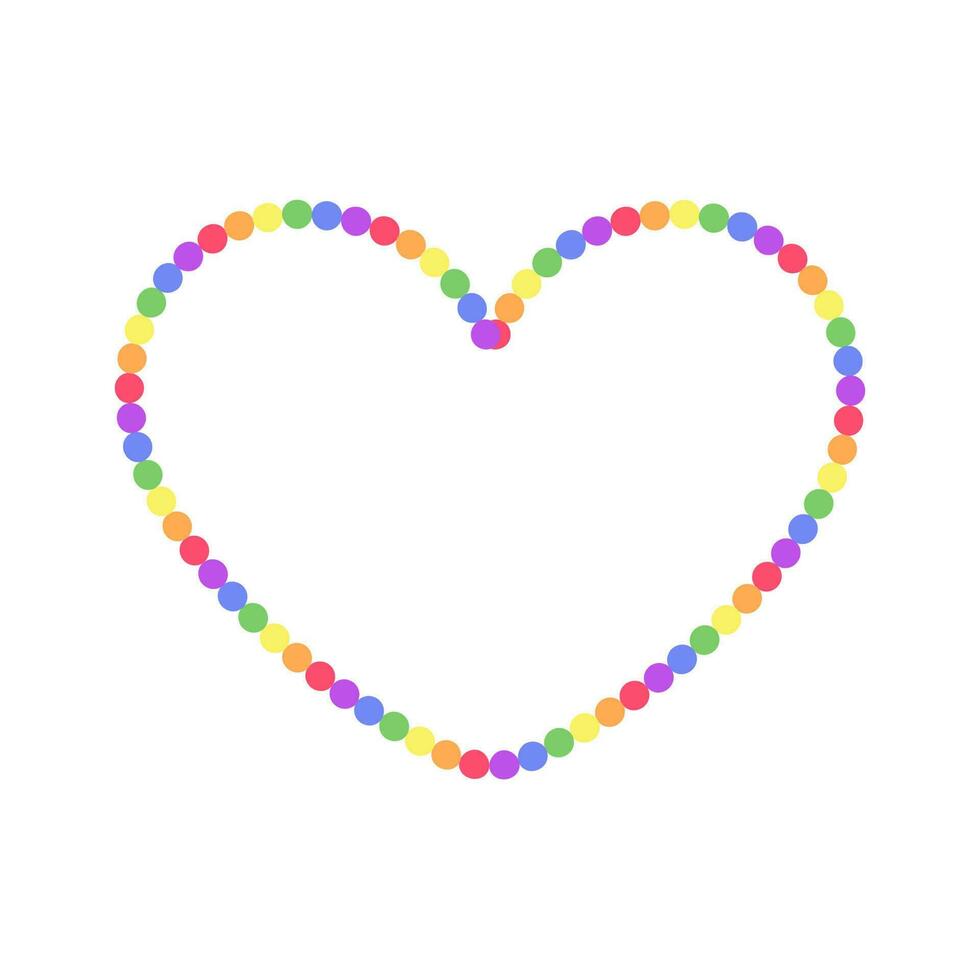 Rainbow heart shaped frame. Border template with copy space. Valentines Day, Pride month flag concept. Vector flat illustration.