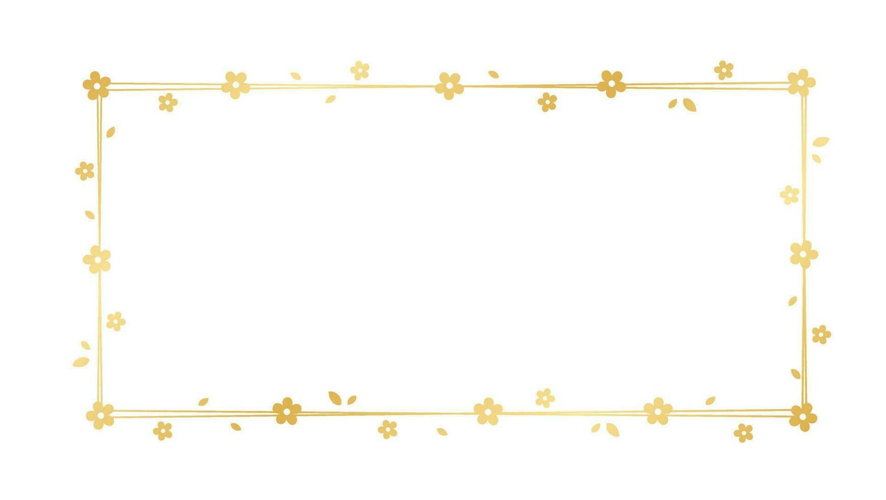 oro rectángulo floral marco silueta garabatear. dorado botánico frontera plantilla, florecer diseño elemento para boda, saludo tarjeta. vector