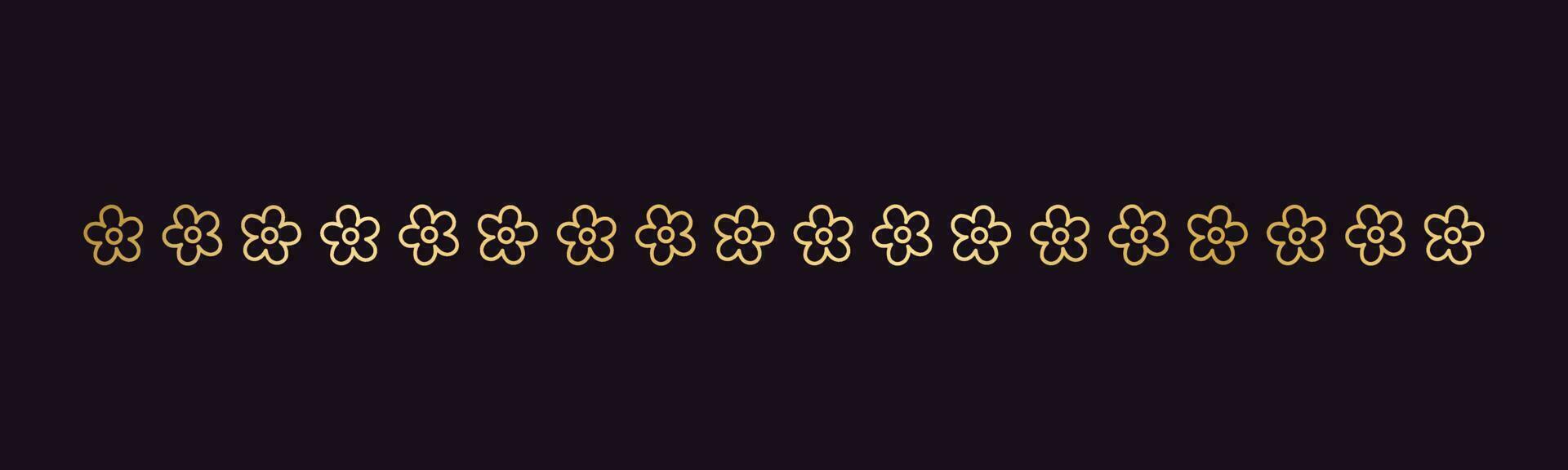 Gold floral separators border, text dividers. Line borders botanical luxury design element. vector